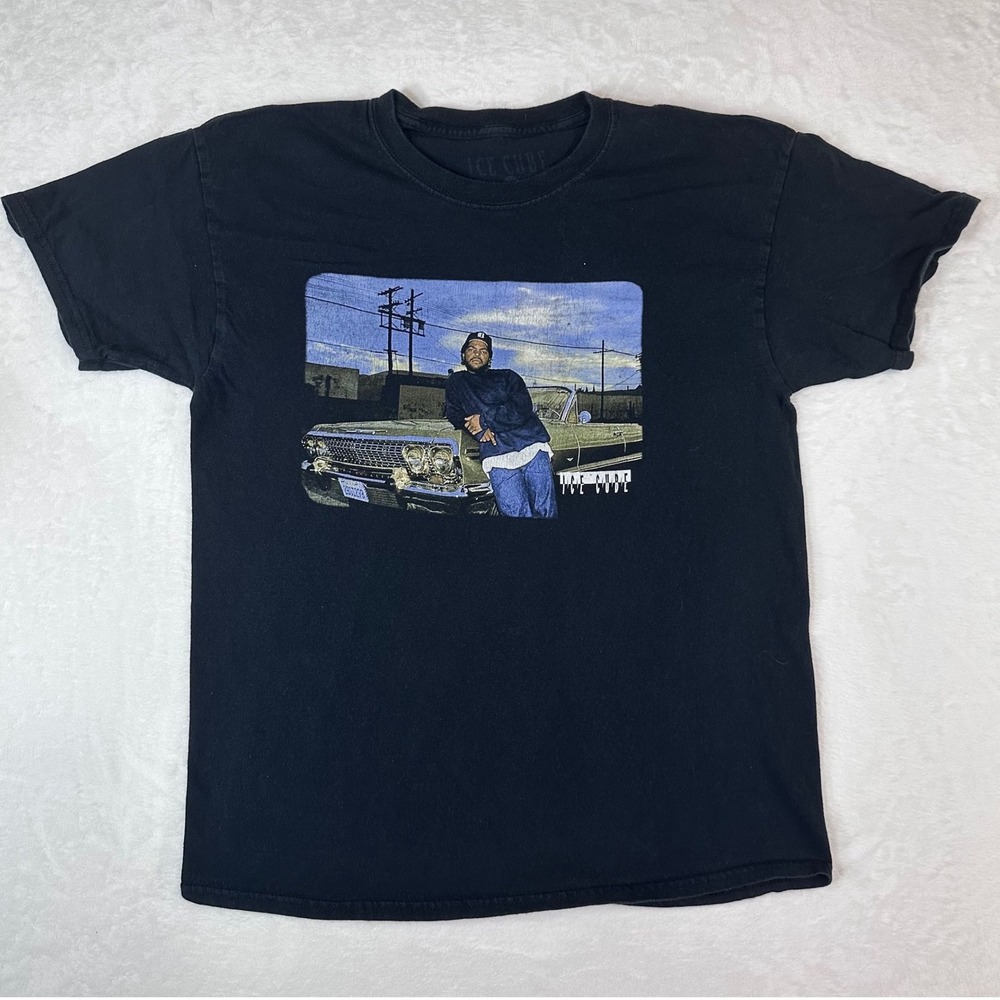 Ice Cube Graphic T-Shirt Mens Medium Black Hip Hop Lowrider Rap Tee